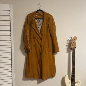 Free People Mustard Velvet Trench Coat